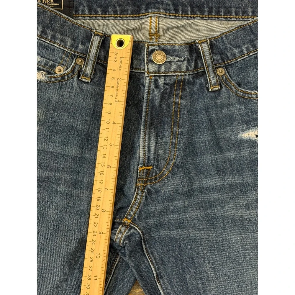 Abercrombie & Fitch Langdon Slim Stretch Distressed Blue Jeans Mens 30x32 Grunge